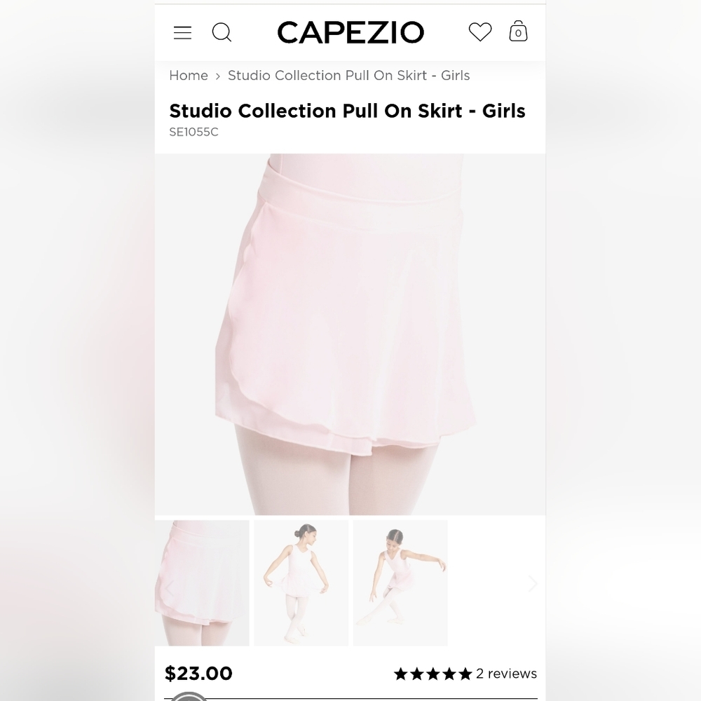Capezio Pink Pull On Skirt Ballet Tap Jazz Lyrical Dance Pink New SE1055C